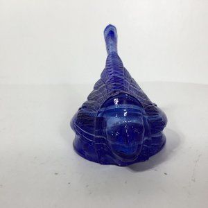 Pontiac Indian Head Radiator Cap Glass Papeweight Blue Marbling